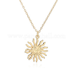 Подвеска в виде латунного солнца с лицом на цепочке.&nbsp;WGCA63F-02