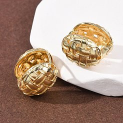 Плетеные овальные латунные серьги-кольца&nbsp;EJEW-H178-12G