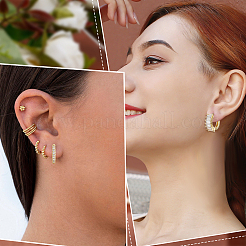 4 пара 4-х стилевых прямоугольных серег-колец с прозрачным кубическим цирконием&nbsp;EJEW-BBC0001-19