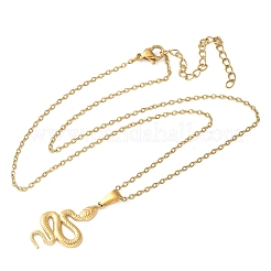 Ожерелья из нержавеющей стали 304 с подвеской в виде змеи для женщин и мужчин&nbsp;NJEW-Z063-03G-06