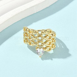 Латунные микро проложить манжеты кольца кубического циркония&nbsp;LS-RJEW-D307-03G