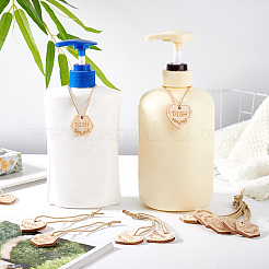 24 шт. 2 стиля сердце/шестиугольник с надписью блюдо из дерева подвесные украшения&nbsp;HJEW-GA00006