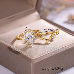 Кольца из латуни с микропаве из кубического циркония для женщин&nbsp;UG6552-2