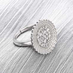 Латунные микро проложить манжеты кольца кубического циркония&nbsp;RJEW-D323-04P