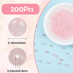 200 шт. нити круглых бусин из натурального розового кварца&nbsp;G-SP0001-19A