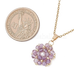 Кулон в виде цветка из натуральных смешанных драгоценных камней&nbsp;NJEW-MZ00142