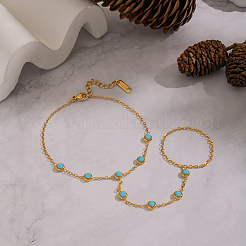 Браслеты из нержавеющей стали 304 с синтетическими бирюзовыми звеньями&nbsp;VX6527