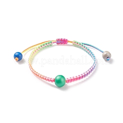 Набор браслетов из круглых плетеных бусин из натурального дерева&nbsp;BJEW-JB08807