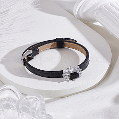 1шт регулируемые браслеты из искусственной кожи с кубическими цирконами для женщин&nbsp;BJEW-LP0003-41A