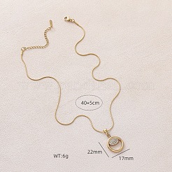 Женские ожерелья с подвеской в виде кольца из нержавеющей стали 304 с кристаллами и стразами&nbsp;AQ7220