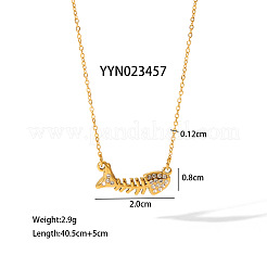 Женские ожерелья с подвеской из рыбьей кости из нержавеющей стали 304 с кристаллами и стразами&nbsp;RG3974