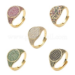 Манжеты из латуни с микро паве кубический цирконий для женщин&nbsp;RJEW-A069-13G