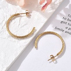 Серьги-гвоздики в форме буквы С из нержавеющей стали 304&nbsp;EJEW-R017-03G-03