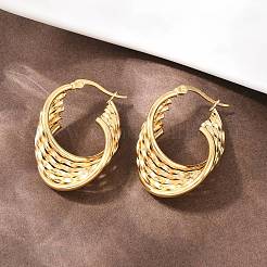 Серьги-гвоздики с закрученным кольцом из нержавеющей стали 304&nbsp;EJEW-P324-10G