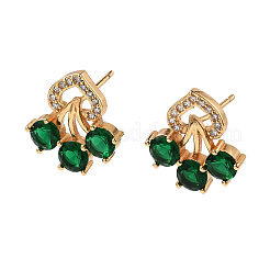 Серьги-гвоздики из латуни с микропаве из прозрачных кубических цирконий для женщин EJEW-G428-18G-01