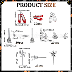 Тематика Хэллоуина ведьмы 80 шт 4 стиля тибетский стиль цинковый сплав подвески&nbsp;TIBEP-PH0001-87