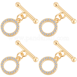 10 комплект застежек-тогглов из латуни с микропаве из прозрачного кубического циркония&nbsp;KK-BBC0021-01