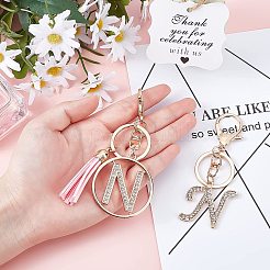 Наборы брелков из сплава со стразами в стиле 2шт.&nbsp;KEYC-WR0001-01N