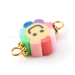 Цветок с улыбающимся лицом звенья из полимерной глины соединители&nbsp;PALLOY-JF00720