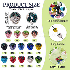 14шт 14-х цветные полимерные бусины ручной работы со стразами из глины&nbsp;CLAY-BT0001-09