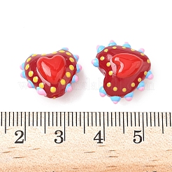 Запекаемые стеклянные бусины с рисунком в виде сердца&nbsp;LAMP-V001-09H