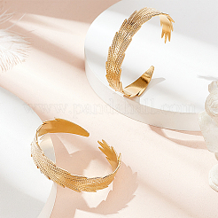 2 шт. браслет-манжета из нержавеющей стали 304 с перьями&nbsp;BJEW-PH0004-41