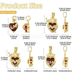 4 шт. 4 подвески из латуни и стекла&nbsp;KK-FS0001-83
