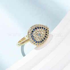 Латунные микропаве кубические цирконии манжеты открытые кольца для женщин&nbsp;RJEW-K264-09D-G