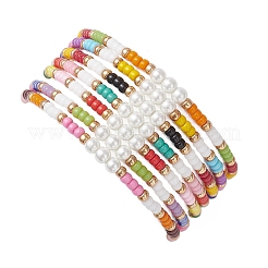 7шт. стеклянные бусины эластичные браслеты для женщин&nbsp;BJEW-MZ00280