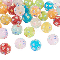 35 шт. 7-х цветные бусины из акриловой смолы ручной работы со стразами&nbsp;CLAY-TA0001-90A