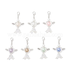 7 шт. подвеска в виде цветка-сердца из искусственного жемчуга в виде ангела с крыльями из сплава&nbsp;HJEW-JM03985