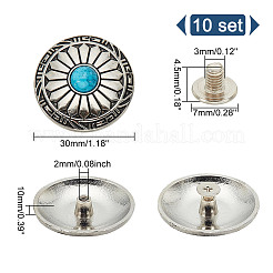 10 шт. сплав в тибетском стиле с синтетическими бирюзовыми пуговицами&nbsp;BUTT-HY0001-09
