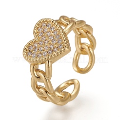 Латунные кольца из манжеты с прозрачным цирконием&nbsp;RJEW-Z003-06G