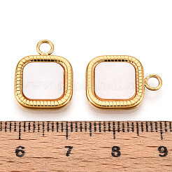 Подвески квадратные из нержавеющей стали 304 с натуральным ракушечным паве&nbsp;STAS-N112-10G