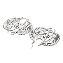 Некорневая нержавеющая сталь 304 серьги-кольца в форме летучей мыши для женщин&nbsp;LS-EJEW-R156-08P