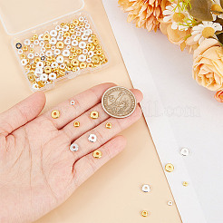 160 шт. 8 стиля плоские круглые латунные разделительные бусины&nbsp;KK-GO0001-40