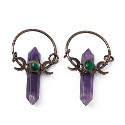 Натуральный аметист с двойным наконечником и большими подвесками&nbsp;G-D483-01AB