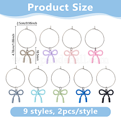 18 шт. 9 стиля подвески-банты для бокалов вина из сплава&nbsp;HJEW-HY00132
