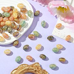 50шт золотистые металлические непрозрачные акриловые бусины с инкрустацией&nbsp;OACR-CJ0001-78