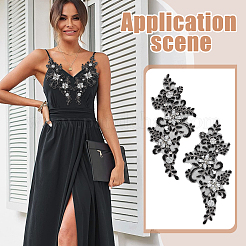 1 пара цветочных полиэстеровых аксессуаров с вышивкой стеклом и пришивным орнаментом&nbsp;PATC-FG0003-41