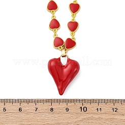 Ожерелья с подвеской в виде сердца из латуни и красной эмали для женщин&nbsp;NJEW-G162-03G