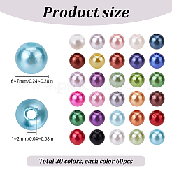 1800 шт.30 цвета акриловые бусины из искусственного жемчуга&nbsp;OACR-SP0001-17