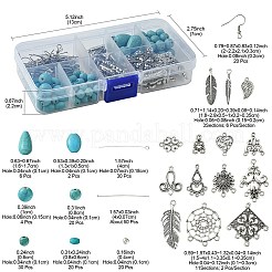 Комплектующие и подвески для люстр в тибетском стиле с наборами синтетических бирюзовых бусин&nbsp;DIY-FS0005-75