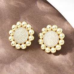 Серьги-гвоздики из циркония&nbsp;LS-EJEW-A151-02B-G