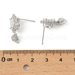Овальные латунные микропаве прозрачные кубические циркониевые серьги-гвоздики с фурнитурой&nbsp;LS-KK-C107-07P