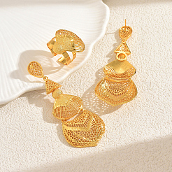 Винтажные комплекты из полых серег и колец в стиле ближневосточного сплава для женщин&nbsp;KE0324