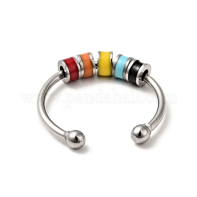 Кольцо-манжета с вращающимся диском из эмали RJEW-C032-01B-P-1