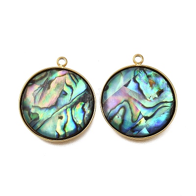 Подвески из натуральной ракушки пауа из нержавеющей стали 304 STAS-Z125-01G-G-1