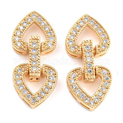 Застежки из латуни с микропейвом и прозрачным фианитом KK-D048-03G-1