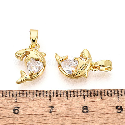 Латунные микропаве прозрачные кубические циркониевые подвески&nbsp;KK-N259-15G-1